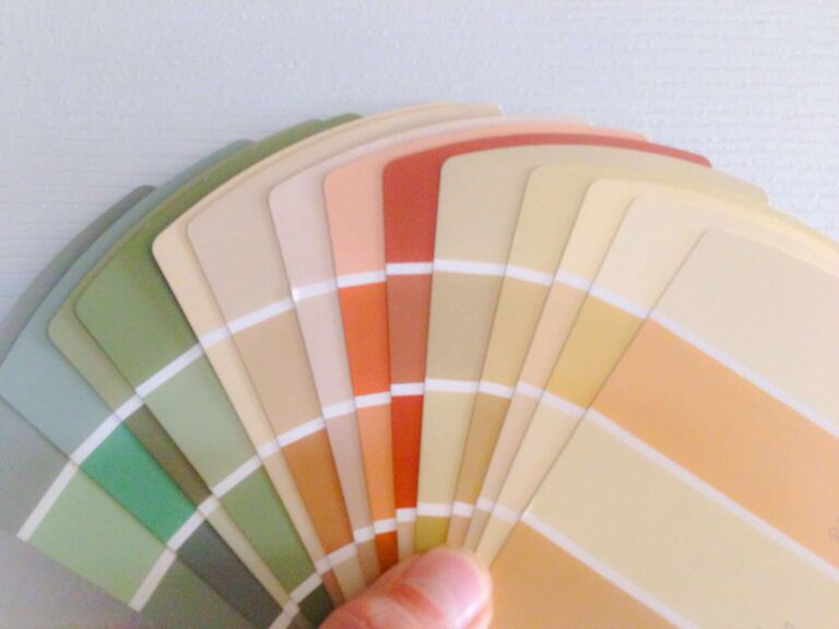 Person Holding Neutral Paint Color Swatches